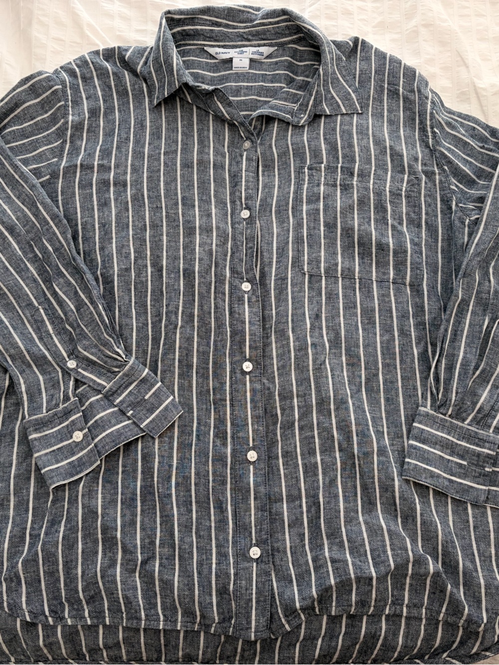 Old Navy Boyfriend Button-Up Shirt Linen Medium